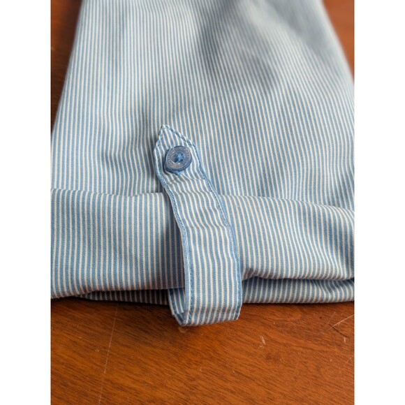 Covington Womans Shirt With Roll Tab Sleeve Plus Sz 24-26W  Blue & White Striped - Picture 11 of 11